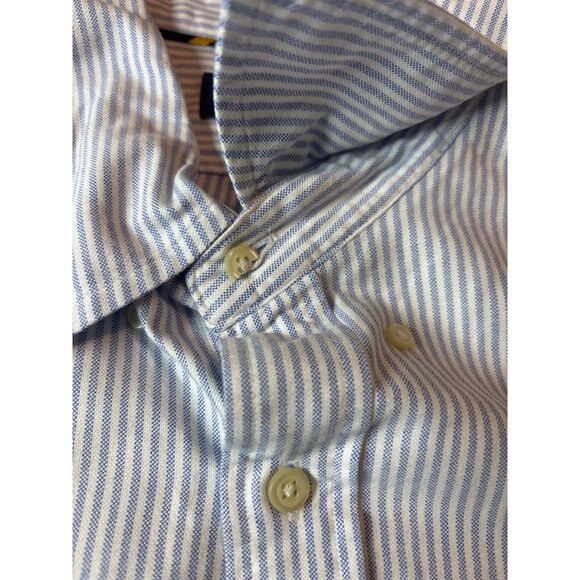 Ralph Lauren Mens Blue & White Striped Slim Fit Button-Down Shirt xl-Tg - Picture 7 of 12